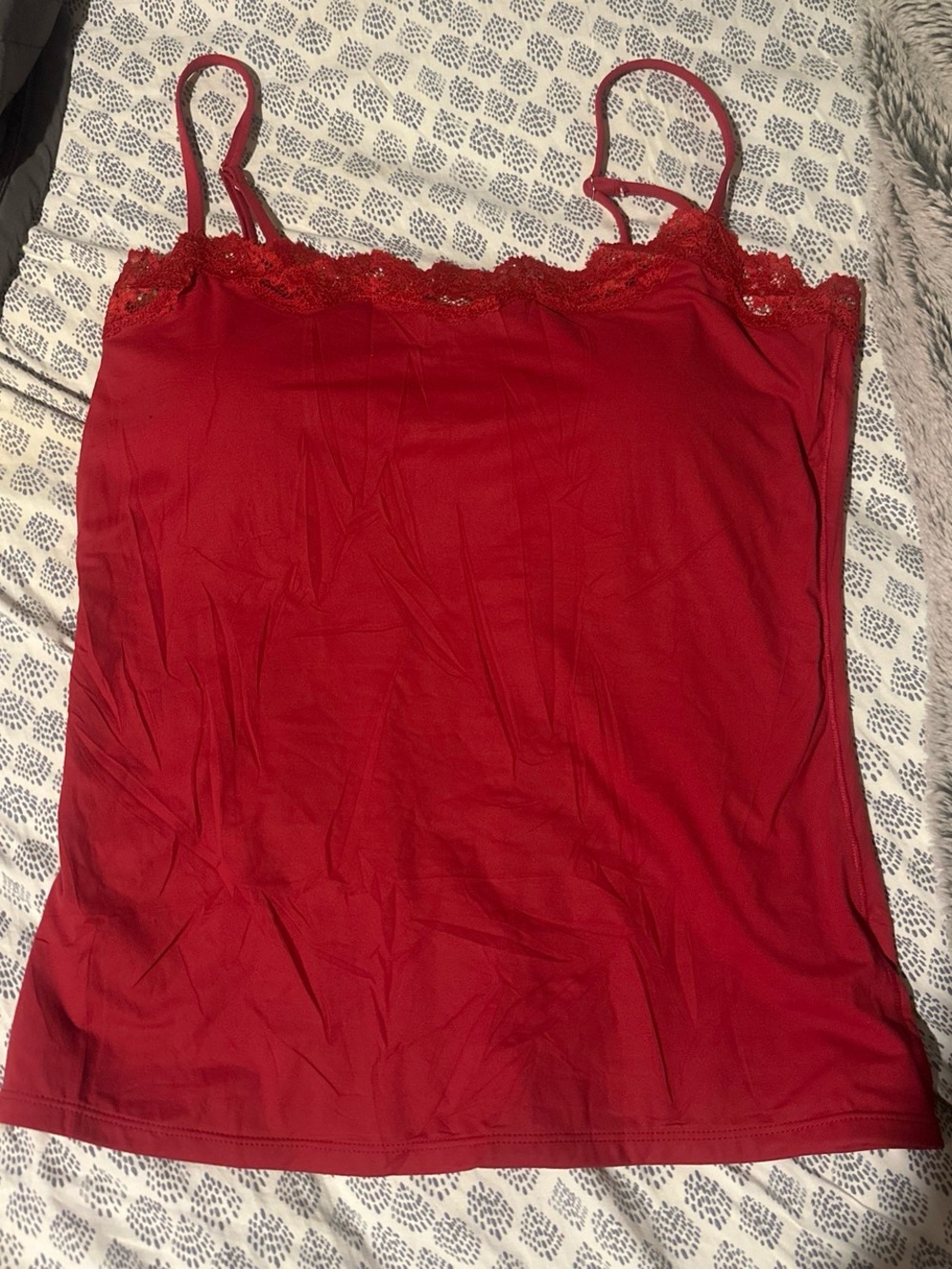 Amazon Red Lace Trim Tank Top